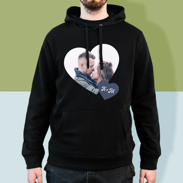 Fotókollázs: Iniciálék, Szívek - Férfi Kapucnis Pulóver