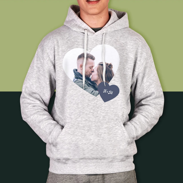 Fotókollázs: Iniciálék, Szívek - Férfi Kapucnis Pulóver