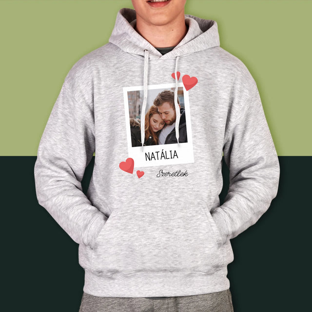 Fotó És Felirat: Szeretlek Fénykép - Férfi Kapucnis Pulóver