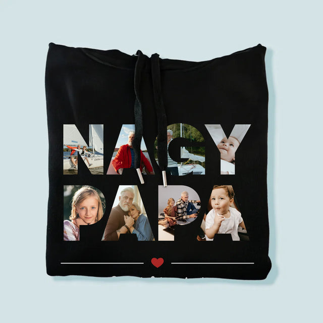 Szó Fotókból: Nagypapa A Képeidből - Férfi Kapucnis Pulóver