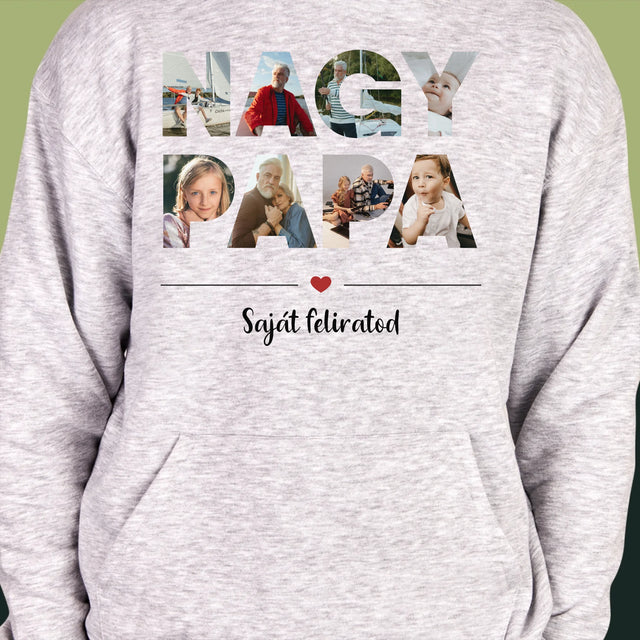 Szó Fotókból: Nagypapa A Képeidből - Férfi Kapucnis Pulóver