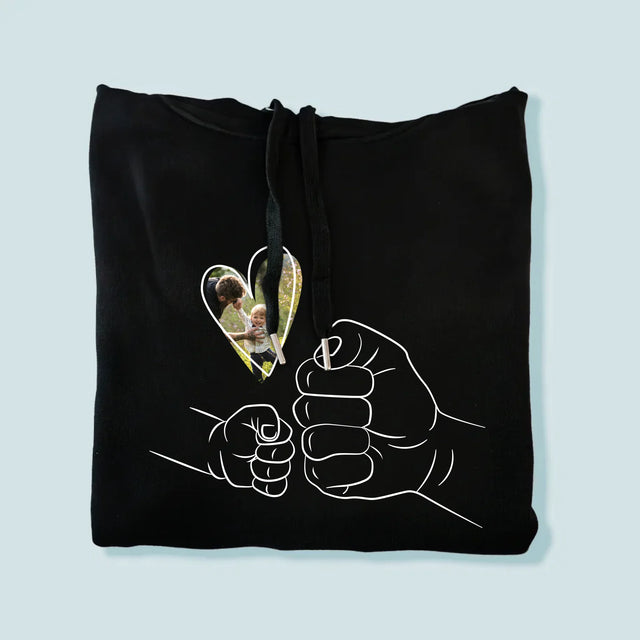 Fotó És Felirat: Apa Gyerek Kezecske - Férfi Kapucnis Pulóver