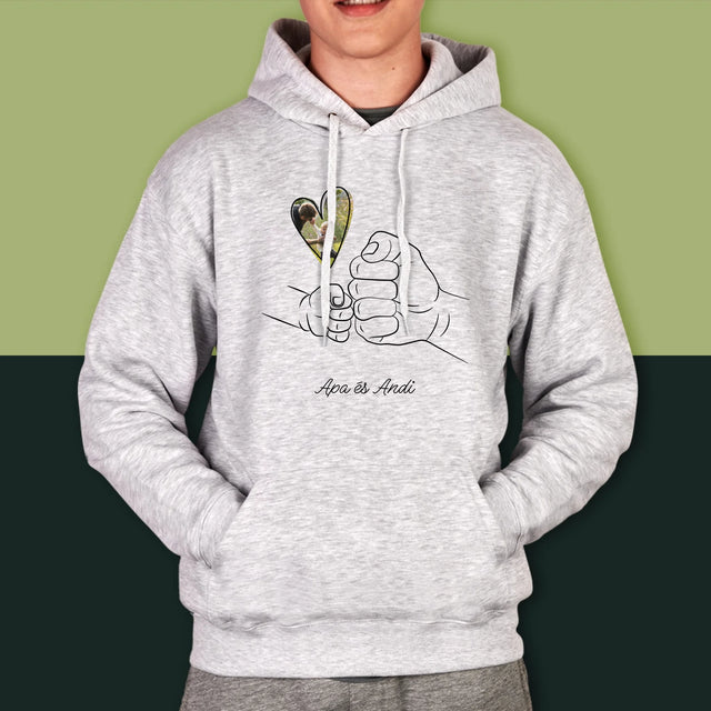 Fotó És Felirat: Apa Gyerek Kezecske - Férfi Kapucnis Pulóver