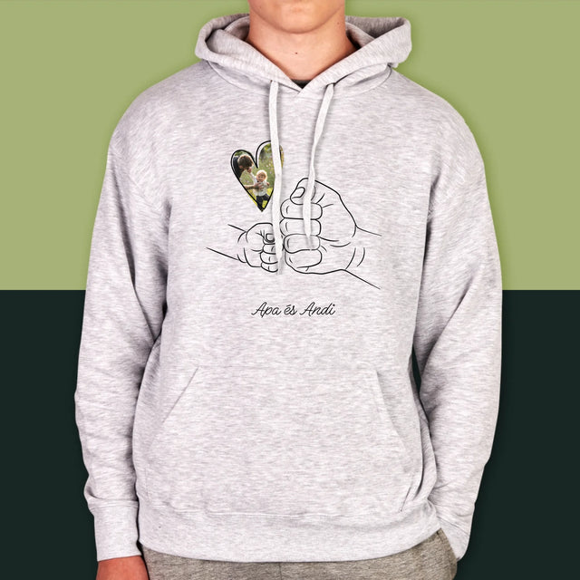 Fotó És Felirat: Apa Gyerek Kezecske - Férfi Kapucnis Pulóver