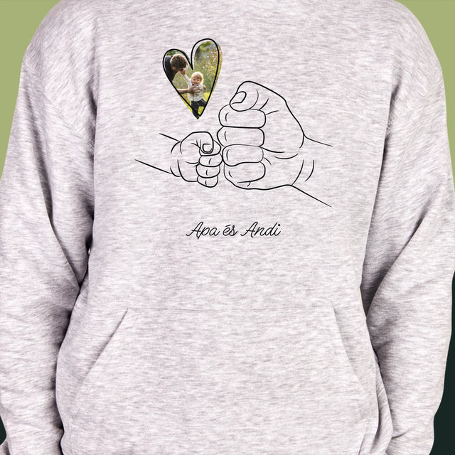 Fotó És Felirat: Apa Gyerek Kezecske - Férfi Kapucnis Pulóver