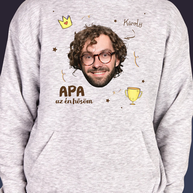 Fotó És Felirat: Apa A Hős - Férfi Kapucnis Pulóver