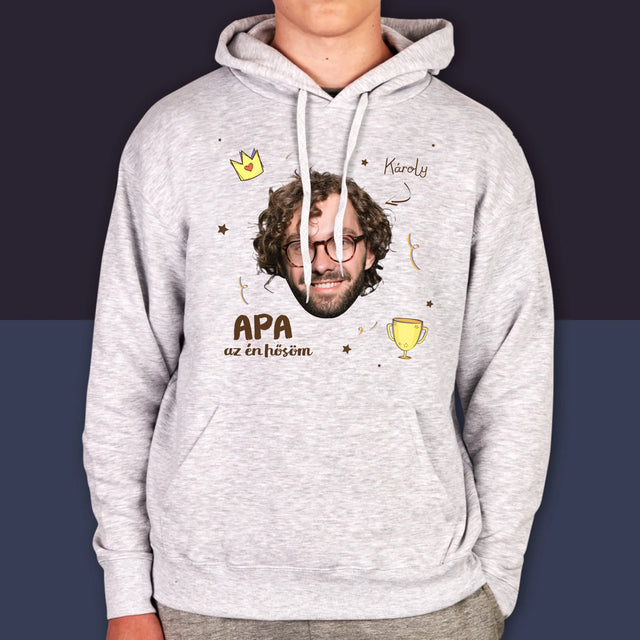Fotó És Felirat: Apa A Hős - Férfi Kapucnis Pulóver