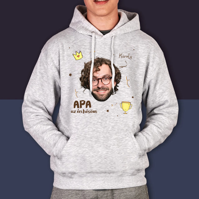 Fotó És Felirat: Apa A Hős - Férfi Kapucnis Pulóver