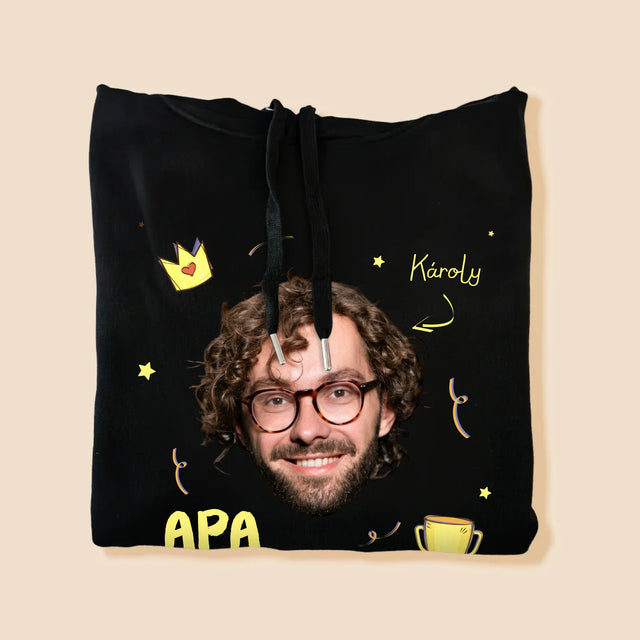 Fotó És Felirat: Apa A Hős - Férfi Kapucnis Pulóver