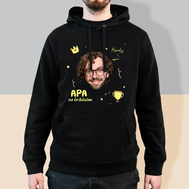 Fotó És Felirat: Apa A Hős - Férfi Kapucnis Pulóver