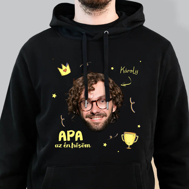 Fotó És Felirat: Apa A Hős - Férfi Kapucnis Pulóver