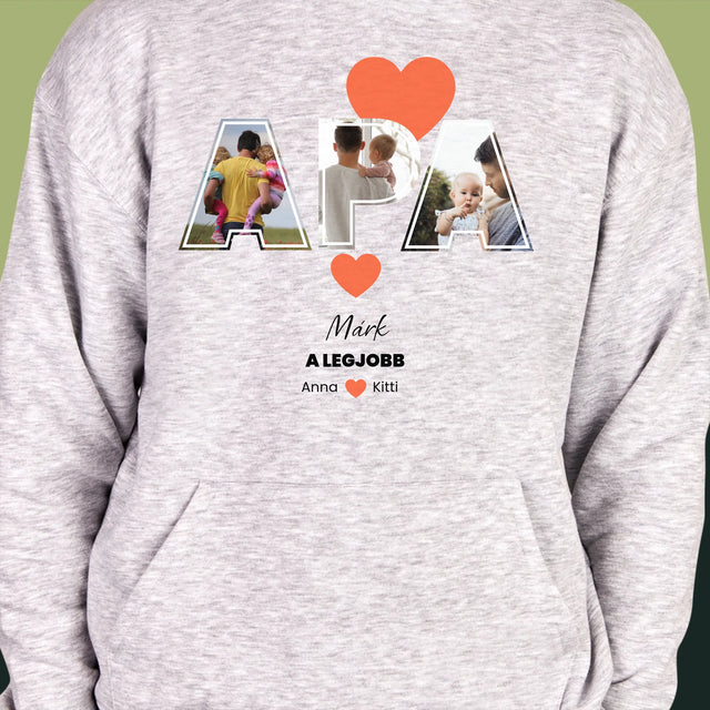 Fotókollázs: Apu A Legjobb - Férfi Kapucnis Pulóver