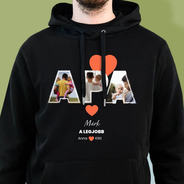 Fotókollázs: Apu A Legjobb - Férfi Kapucnis Pulóver