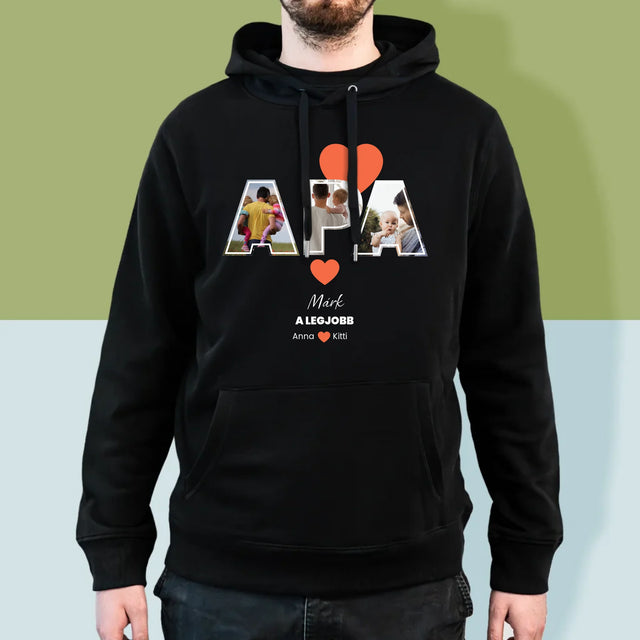Fotókollázs: Apu A Legjobb - Férfi Kapucnis Pulóver