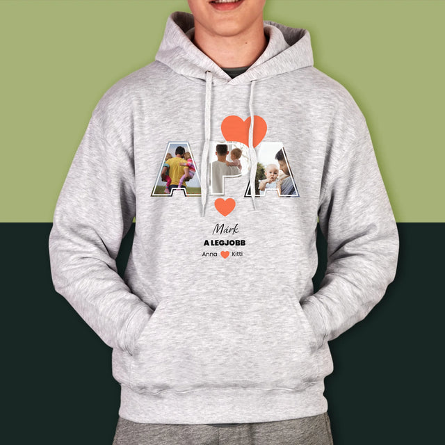 Fotókollázs: Apu A Legjobb - Férfi Kapucnis Pulóver