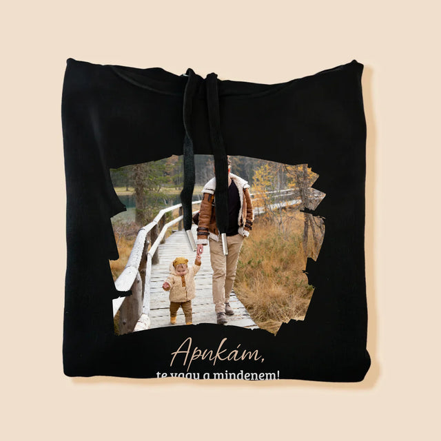 Fotó és felirat: Üzenet apának - Férfi kapucnis pulóver | HU