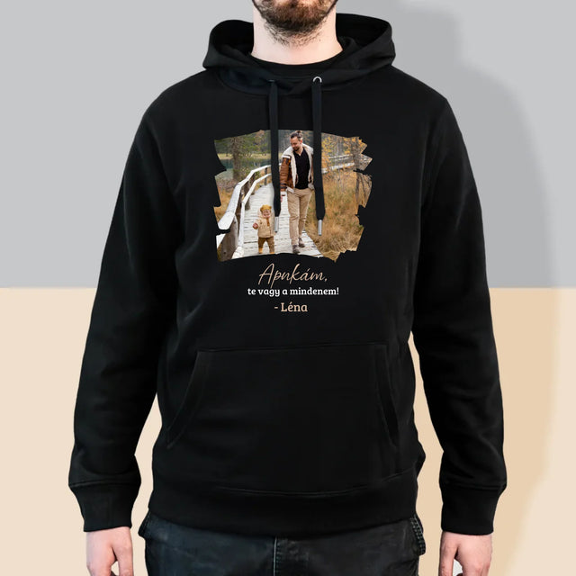 Fotó és felirat: Üzenet apának - Férfi kapucnis pulóver | HU