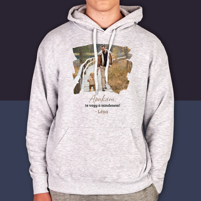 Fotó és felirat: Üzenet apának - Férfi kapucnis pulóver | HU