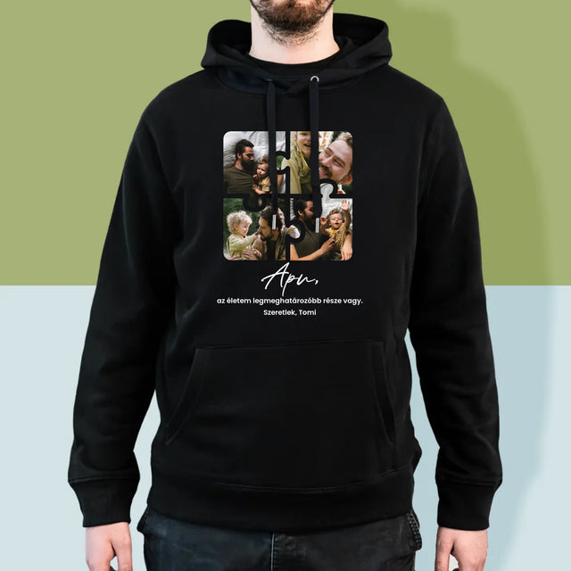 Fotókollázs: Apunak - Férfi Kapucnis Pulóver
