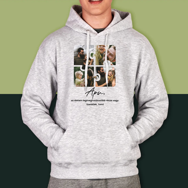 Fotókollázs: Apunak - Férfi Kapucnis Pulóver