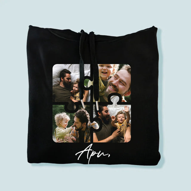 Fotókollázs: Apunak - Férfi Kapucnis Pulóver