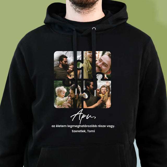 Fotókollázs: Apunak - Férfi Kapucnis Pulóver