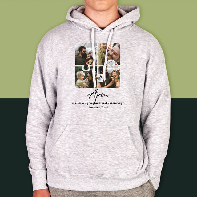 Fotókollázs: Apunak - Férfi Kapucnis Pulóver