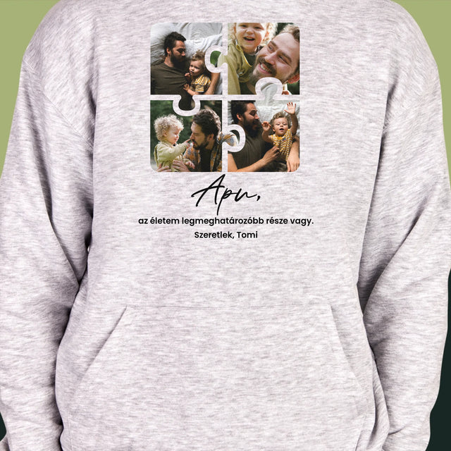 Fotókollázs: Apunak - Férfi Kapucnis Pulóver