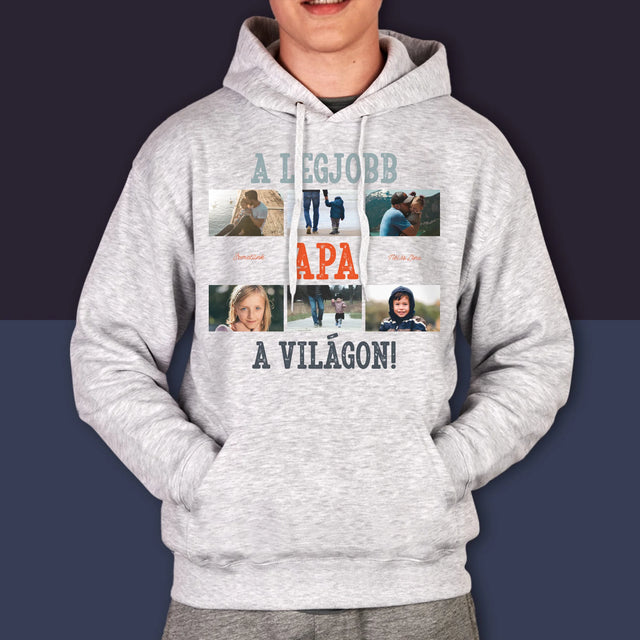Fotókollázs: A Legjobb Apa A Világon Fénykép - Férfi Kapucnis Pulóver