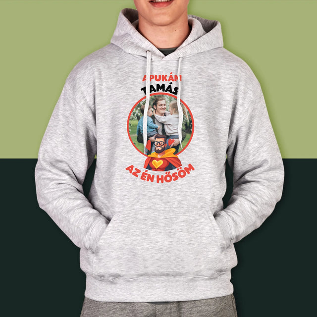 Fotó És Felirat: Apu Az Én Hősöm - Férfi Kapucnis Pulóver
