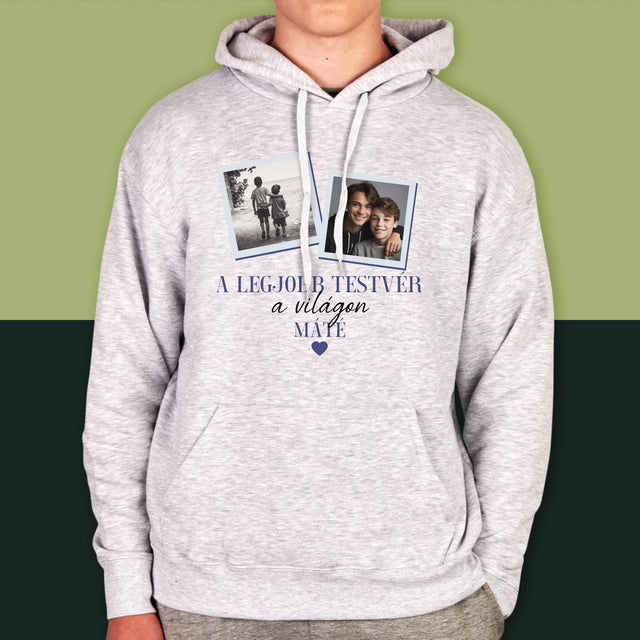 Fotókollázs: A Legjobb Fiútestvér A Világon - Férfi Kapucnis Pulóver