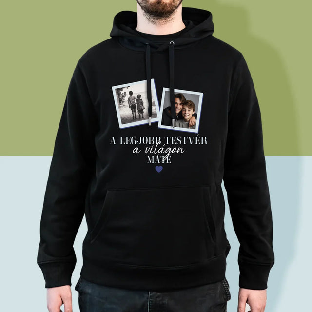 Fotókollázs: A Legjobb Fiútestvér A Világon - Férfi Kapucnis Pulóver