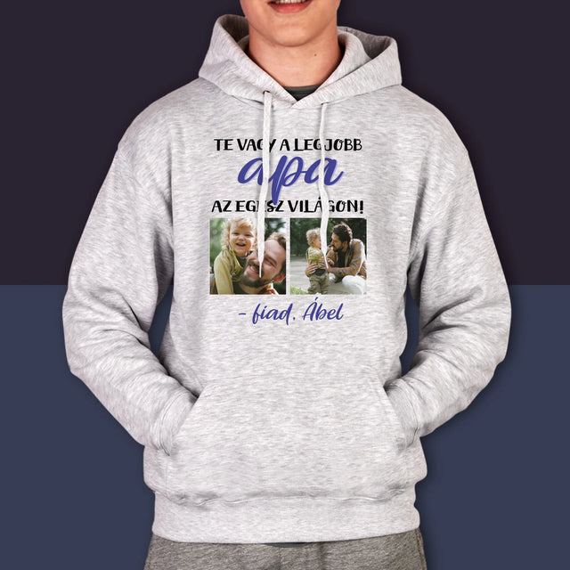 Fotókollázs: Apu - Férfi Kapucnis Pulóver