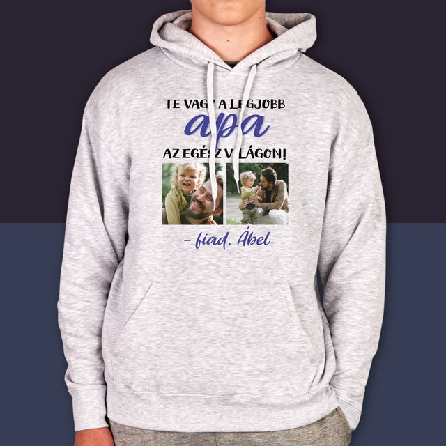 Fotókollázs: Apu - Férfi Kapucnis Pulóver
