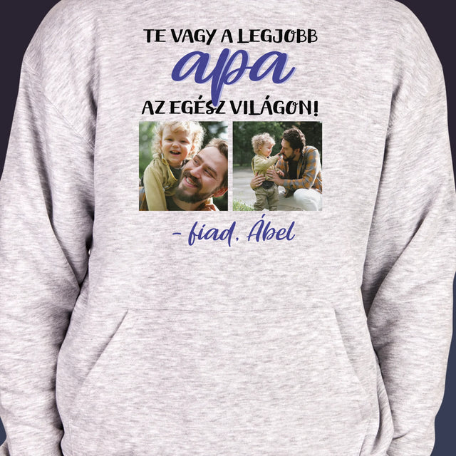 Fotókollázs: Apu - Férfi Kapucnis Pulóver