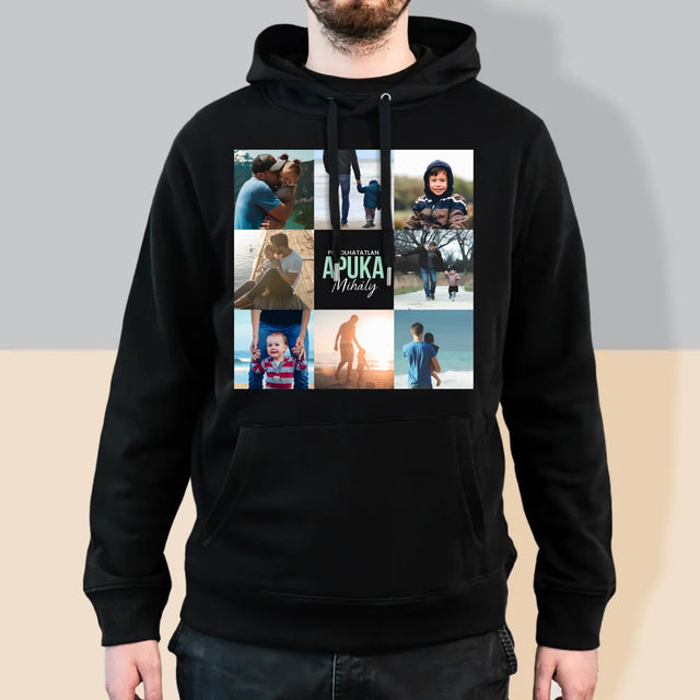 Fotókollázs: Apu - Férfi Kapucnis Pulóver