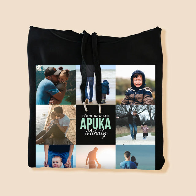 Fotókollázs: Apu - Férfi Kapucnis Pulóver