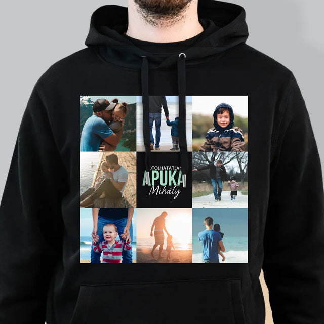 Fotókollázs: Apu - Férfi Kapucnis Pulóver