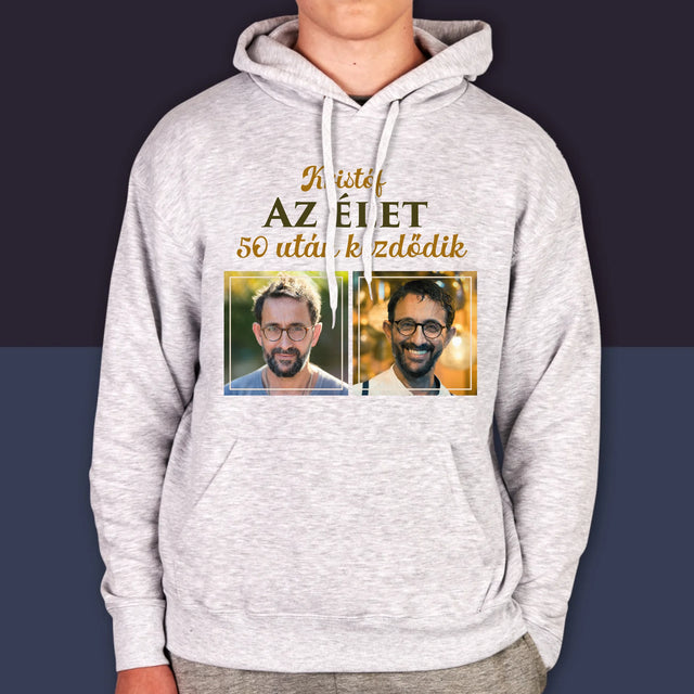 Fotókollázs: Az Élet 50 Után Kezdődik - Férfi Kapucnis Pulóver
