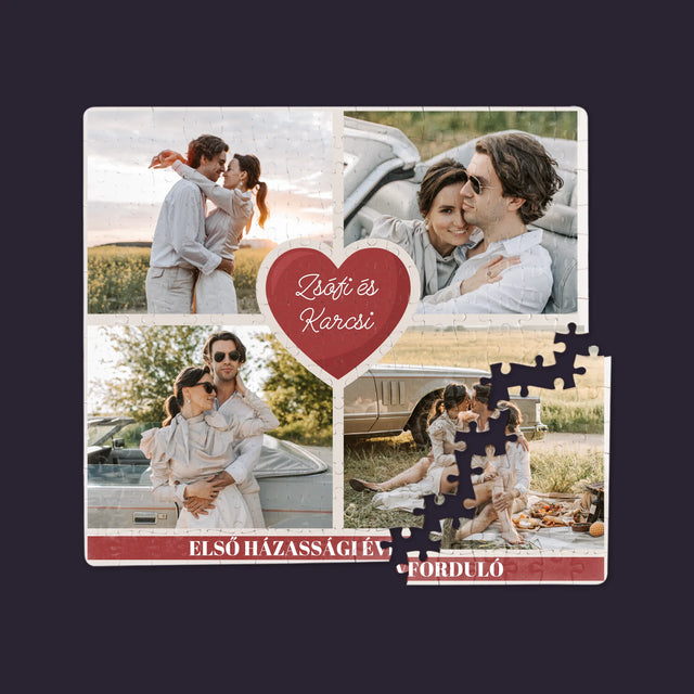 Fotókollázs: Első Évforduló Szív - Puzzle
