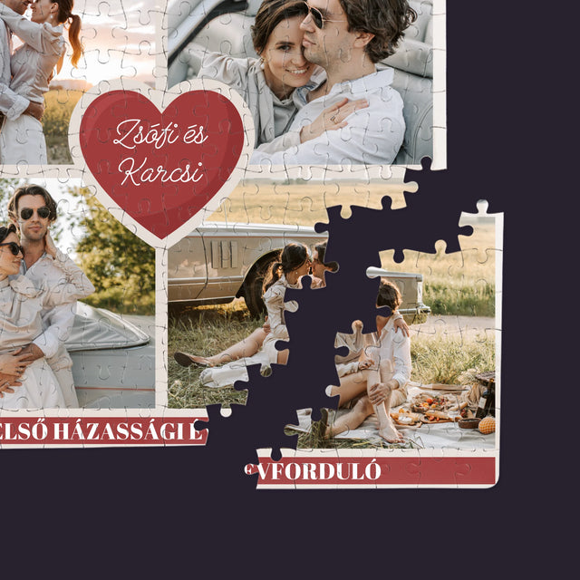 Fotókollázs: Első Évforduló Szív - Puzzle