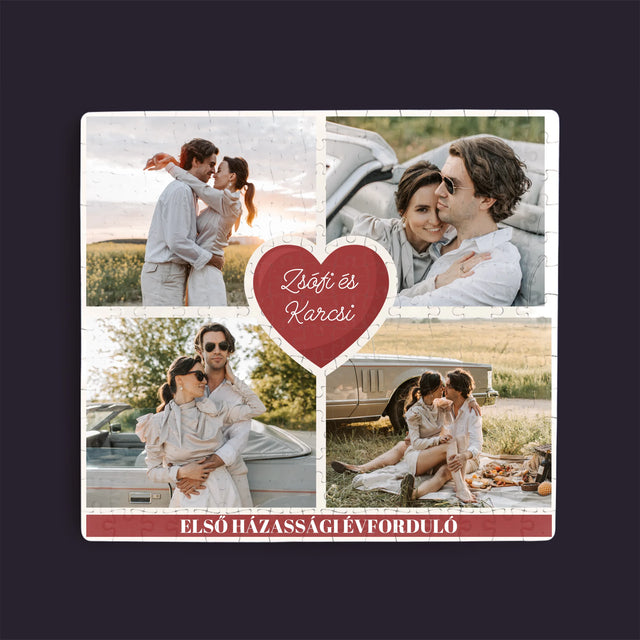 Fotókollázs: Első Évforduló Szív - Puzzle