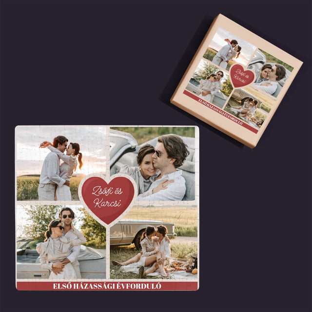 Fotókollázs: Első Évforduló Szív - Puzzle