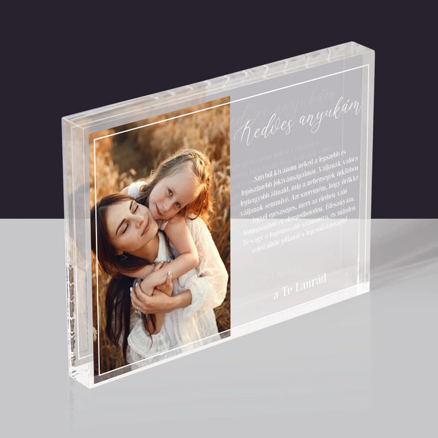 Fotó És Felirat: Kedves Anyu - Akrilüveg