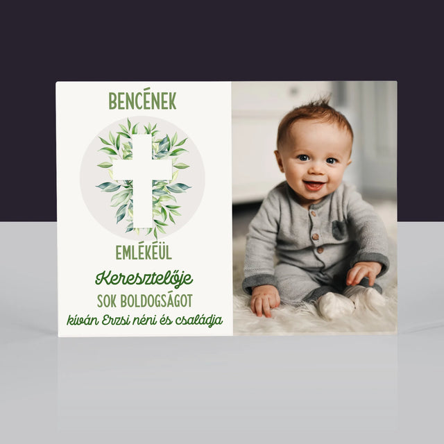 Fotó És Felirat: Keresztelő Levélkék - Akrilüveg