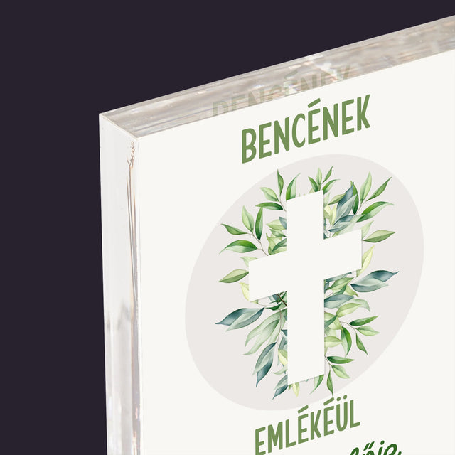 Fotó És Felirat: Keresztelő Levélkék - Akrilüveg