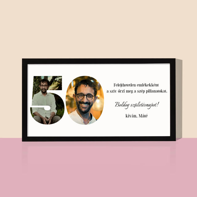 Szó Fotókból: 50 Szülinap - Keretes Nyomtatott Kép 20X40