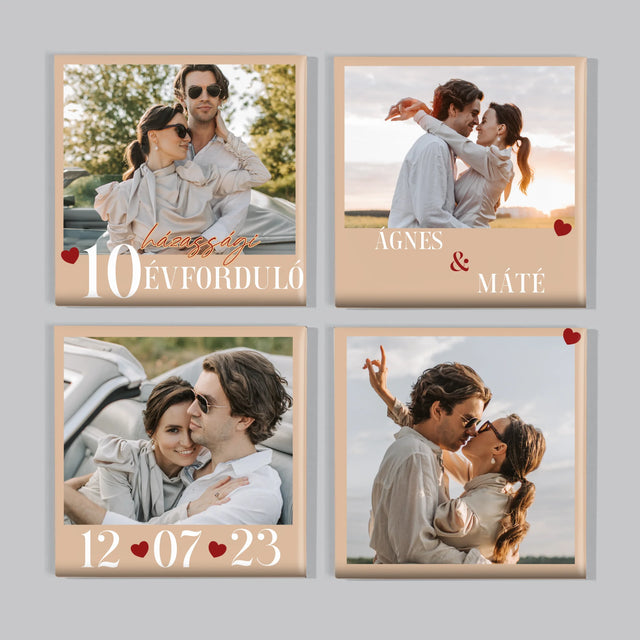 Fotó És Felirat: Évforduló, Szívecskék - Mágneskészlet