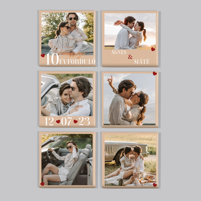 Fotó És Felirat: Évforduló, Szívecskék - Mágneskészlet