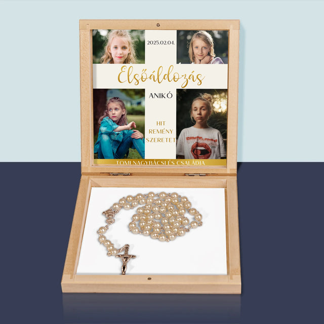 Fotókollázs: Elsőáldozás, Kereszt - Rózsafüzér